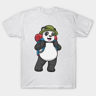 Panda as Hiker with Backpack T-Shirt